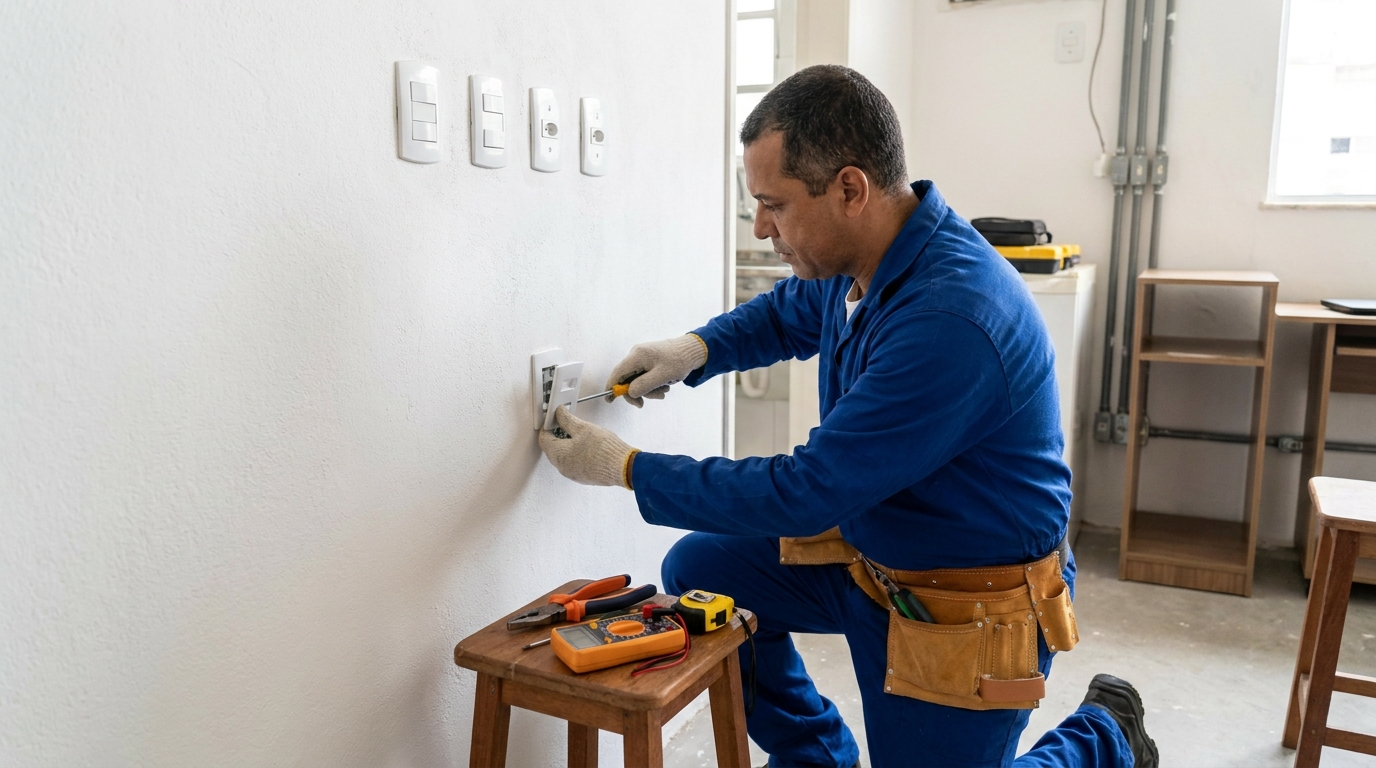 Instalacao de tomada e interruptor profissional em Jaboatão dos Guararapes‑PE